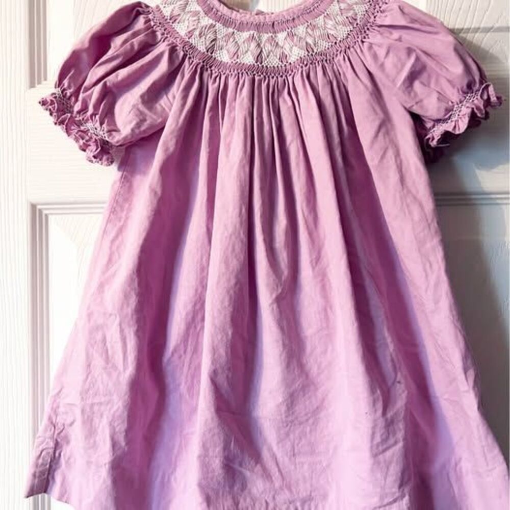 Mom & Me Lavender Heirloom Bishop Smocked Embroidered Dress- Sz 6-9 months